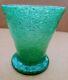 Belle Coupe Vase Vintage En Verre D'art Murano Emerald Green Bubble Pulegoso Scarpa