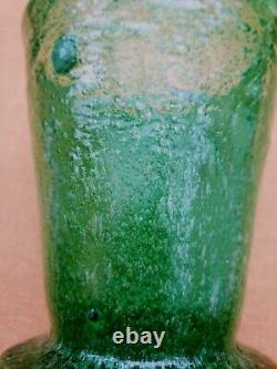 Belle Coupe Vase Vintage En Verre D'art Murano Emerald Green Bubble Pulegoso Scarpa