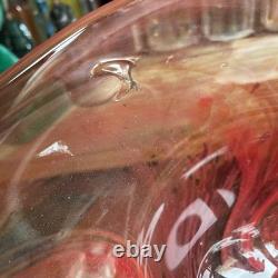 Belle grande coupe en verre art rouge de style Murano vintage vers 1960. Signée, affaire.