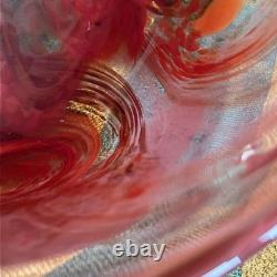 Belle grande coupe en verre art rouge de style Murano vintage vers 1960. Signée, affaire.