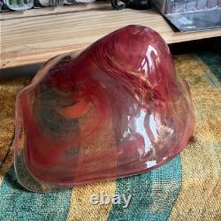 Belle grande coupe en verre art rouge de style Murano vintage vers 1960. Signée, affaire.