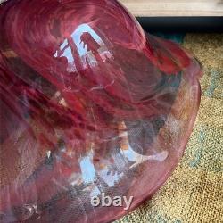 Belle grande coupe en verre art rouge de style Murano vintage vers 1960. Signée, affaire.