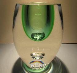Beranek Studio Art Glass Vase En Cristal Vert Soufflé À La Bouche Tchèque Bohême Bohême