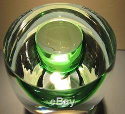 Beranek Studio Art Glass Vase En Cristal Vert Soufflé À La Bouche Tchèque Bohême Bohême