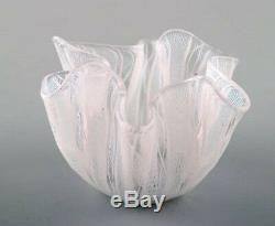 Bianconi Venini Murano Filigrana Stripes Italienne Art Glass Vase Fazzoletto