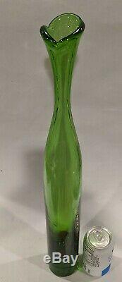 Blenko 23 Myers Grand Vert Art Glass Vase MCM Bouteille Étage Decanter Excellente