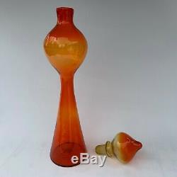 Blenko Architectural Decanter No. 588 Tangerine Art Glass (vase Amberina Rocket)