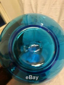 Blenko Art Blue Vase Carafe 14.5 Rare 66 MID Century 6352 Joel Myers