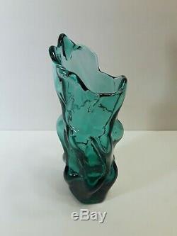 Blenko Art Glass Vase Aqua # 609 Wayne Husted Signe Mid-century Modern Vtg 1959