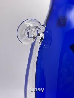 Blenko Millenium Sapphire Vase En Verre D'art Bleu -signé