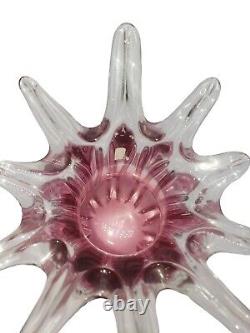Bohemia Chribska Art Glass République Tchèque Vase Rose Couleur Pétale Top