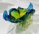 Bol D&eacute;coratif Vintage En Verre Souffl&eacute; &agrave; La Main, Bleu-vert, Boh&eacute;mien Tch&egrave;que