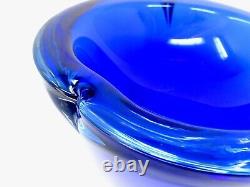 Bol en verre art vibrant bleu UFO de l'ère spatiale signé Murano Cenedese X BIG 1,7 kg