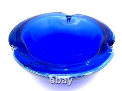 Bol en verre art vibrant bleu UFO de l'ère spatiale signé Murano Cenedese X BIG 1,7 kg