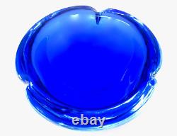 Bol en verre art vibrant bleu UFO de l'ère spatiale signé Murano Cenedese X BIG 1,7 kg