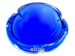 Bol en verre art vibrant bleu UFO de l'ère spatiale signé Murano Cenedese X BIG 1,7 kg