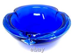 Bol en verre art vibrant bleu UFO de l'ère spatiale signé Murano Cenedese X BIG 1,7 kg