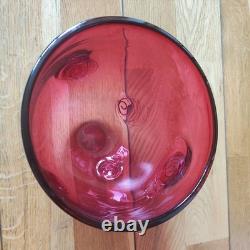Bol en verre artistique couleur canneberge Tricia Allen (signé)
