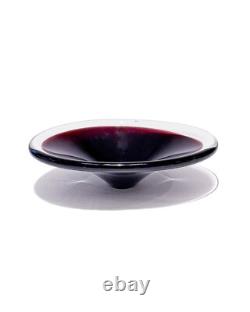 Bol en verre d'art de studio scandinave biomorphe clair et en violet cased du milieu du siècle