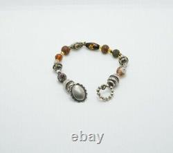 Bracelet en perles d'art en verre en argent sterling du Sud-Ouest