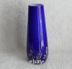 C'est-à-dire? K Vtg Tchécoslovaquie Cobalt Blue Cane Art Vase De Fleurs Décoratives En Verre