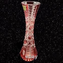 Caesar Crystal Bohemiae Czech Hand Cut Lead Plus De 24% Crystal Bud Vase 8t 2.25w