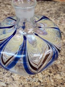 Carafe en verre artistique à plume tirée signée (H L fév. 1980) Houtson Lamp 8,5