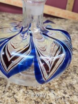 Carafe en verre artistique à plume tirée signée (H L fév. 1980) Houtson Lamp 8,5