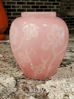 Carder Steuben Rosaline Sur Alabaster Acide Coupé Vase Art Déco