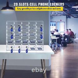 Casier de rangement pour téléphones portables, armoire à clés de poche, 20 emplacements, boîte de rangement en acrylique transparent