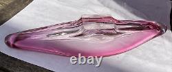Centrepiece en cristal rose signé Vintage Val St Lambert Dish Bowl Retro