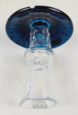 Champignon en verre soufflé Bo Borgstrom 4.3 pouces, chapeau bleu avec tige transparente, Aseda Suède