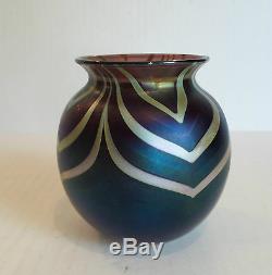 Charles Lotton Art Glass Vase, Daté Et Signé 1973