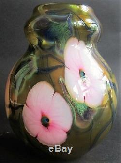 Charles Lotton Vase En Verre Art Multi-flora Daté 1976 Américain