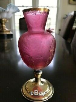 $ Chute De Prix! Daum Nancy Cameo Verre Art Nouveau Vase Base De Sterling Signé