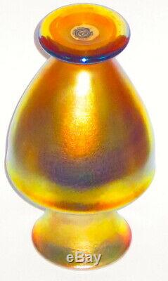 Classique L. C. Tiffany Gold Favrile Art Vase En Verre Irisé Avec Grande Couleur