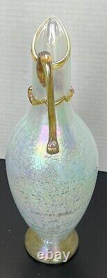 Cliff Goodman Maître du verre d'art Pitcher Iridescent Opalescent en or perlé