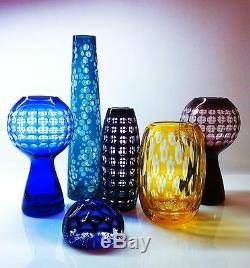 Collection De Vase Optique En Cristal Op Art, Ajka, Borské Sklo, Allemagne Studio 6pcs