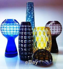 Collection De Vase Optique En Cristal Op Art, Ajka, Borské Sklo, Allemagne Studio 6pcs