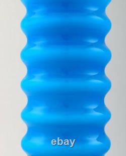Collection De Verre D'art Suédois, 4 Turquoise Vases Design Moderne