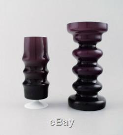 Collection De Verre D'art Suédois, 7 Vases Violet Dans Un Design Moderne