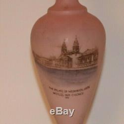Columbian Exposition De Chicago Worlds 1893 Foire Satin De Verre Vase Arts Mécaniques