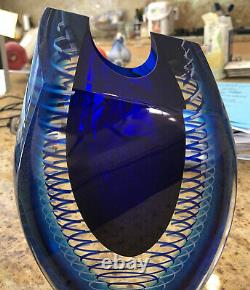 Correia Amazing Vintage Cobalt Art Verre Intérieur Vase Swirl