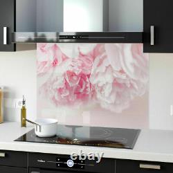 Crédence de cuisine en verre trempé avec carreaux de fleurs roses Zoom Art de TOUTES TAILLES