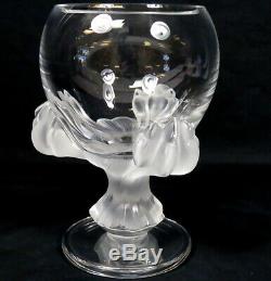 Cristal Lalique Bagheera Claw Art Glass Vase Pedestal Bowl Authentique
