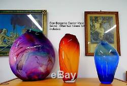 Dan Bergsma Signé # 256 Pilchuck Cased Art Glass Marbleized Swirl 12 3/4 Vase