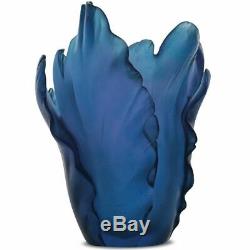 Daum Crystal Vase Tulip Blue 05213-4 Verre D'art Fabriqué En France