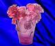 Daum Vase Passion Cristal Roses Rose Art Verre Fabriqué En France