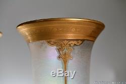 Dorflinger No. 836 10 H Paire De Vases Withhonesdale Attr. Acidé Art Glass