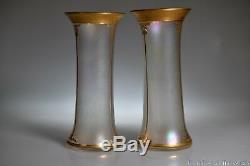 Dorflinger No. 836 10 H Paire De Vases Withhonesdale Attr. Acidé Art Glass